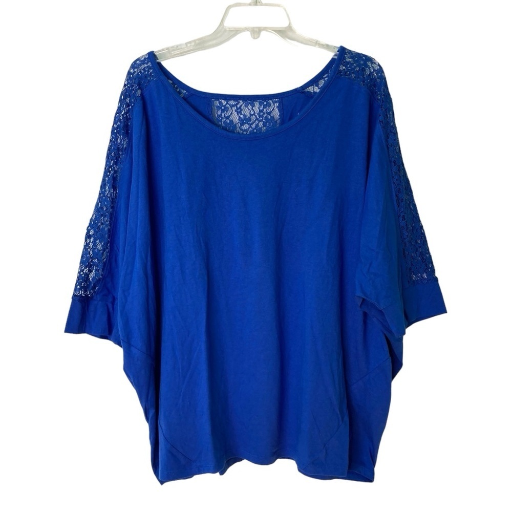 Lane Bryant Royal Blue Lace Batwing Dolman Short Sleeve Top‎ (Plus Size 18/20)